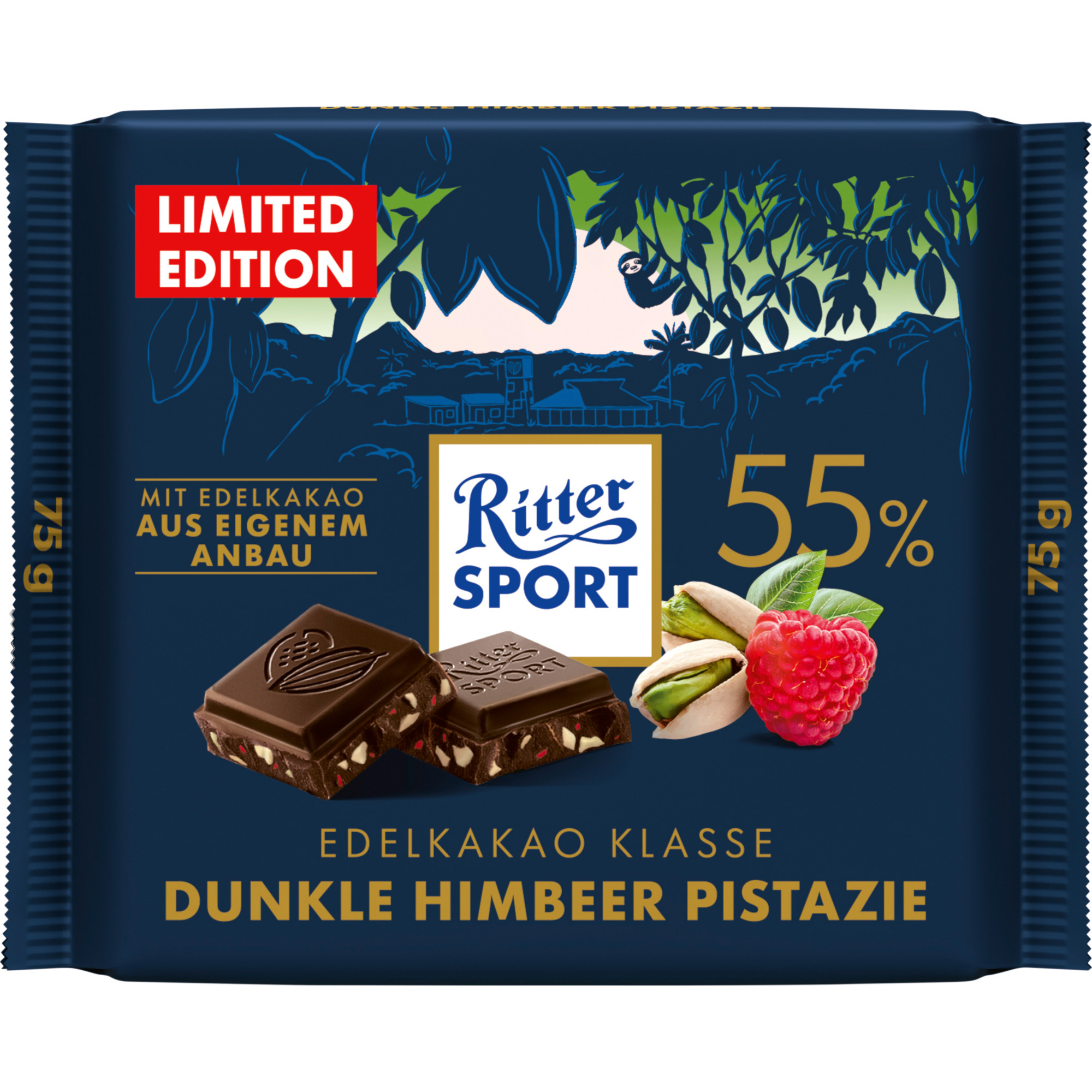 Ritter Sport Edelkakao 75g, Himbeer Pist