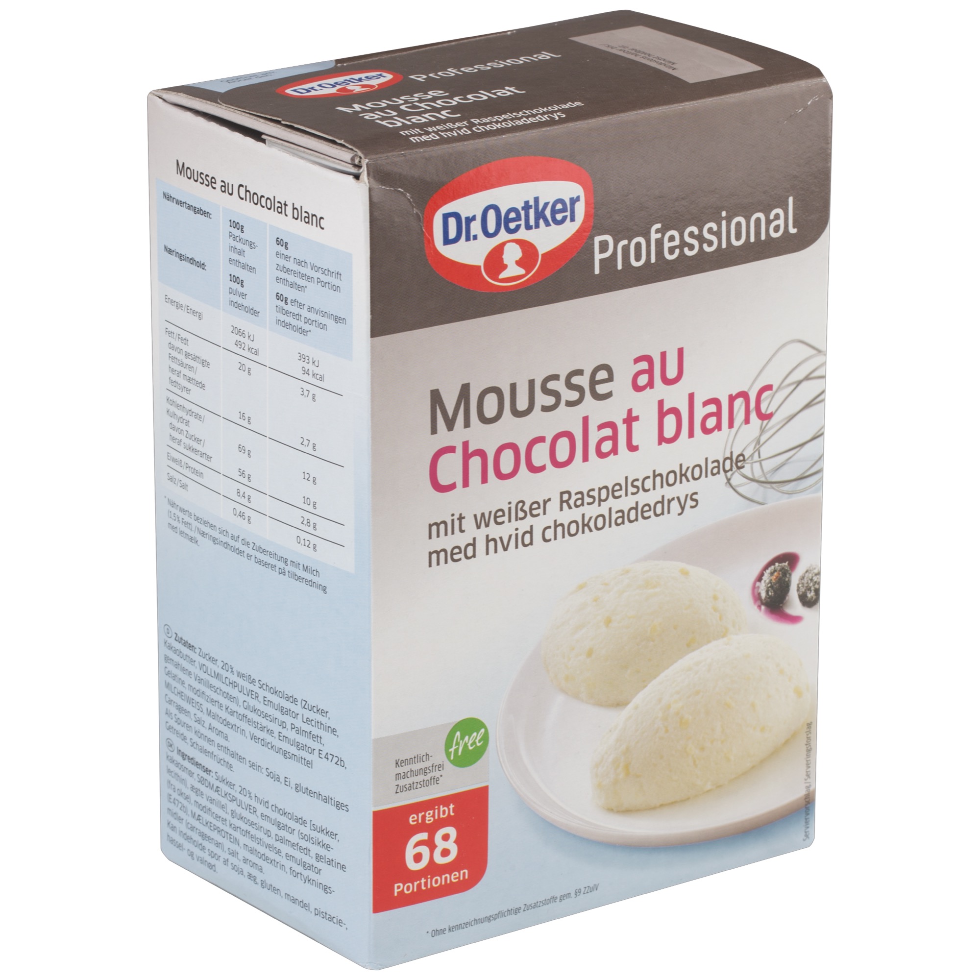 Oetker Mousse 1kg, biela čokoláda
