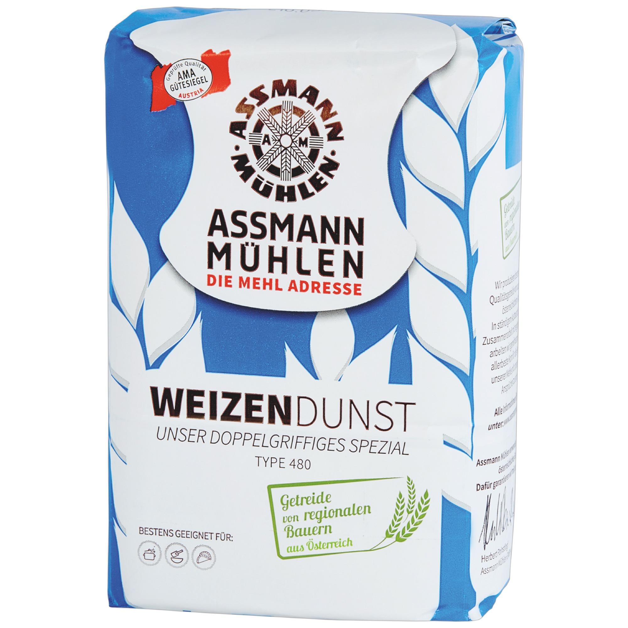 Assmann pšeničná múka T480 1kg hrubá