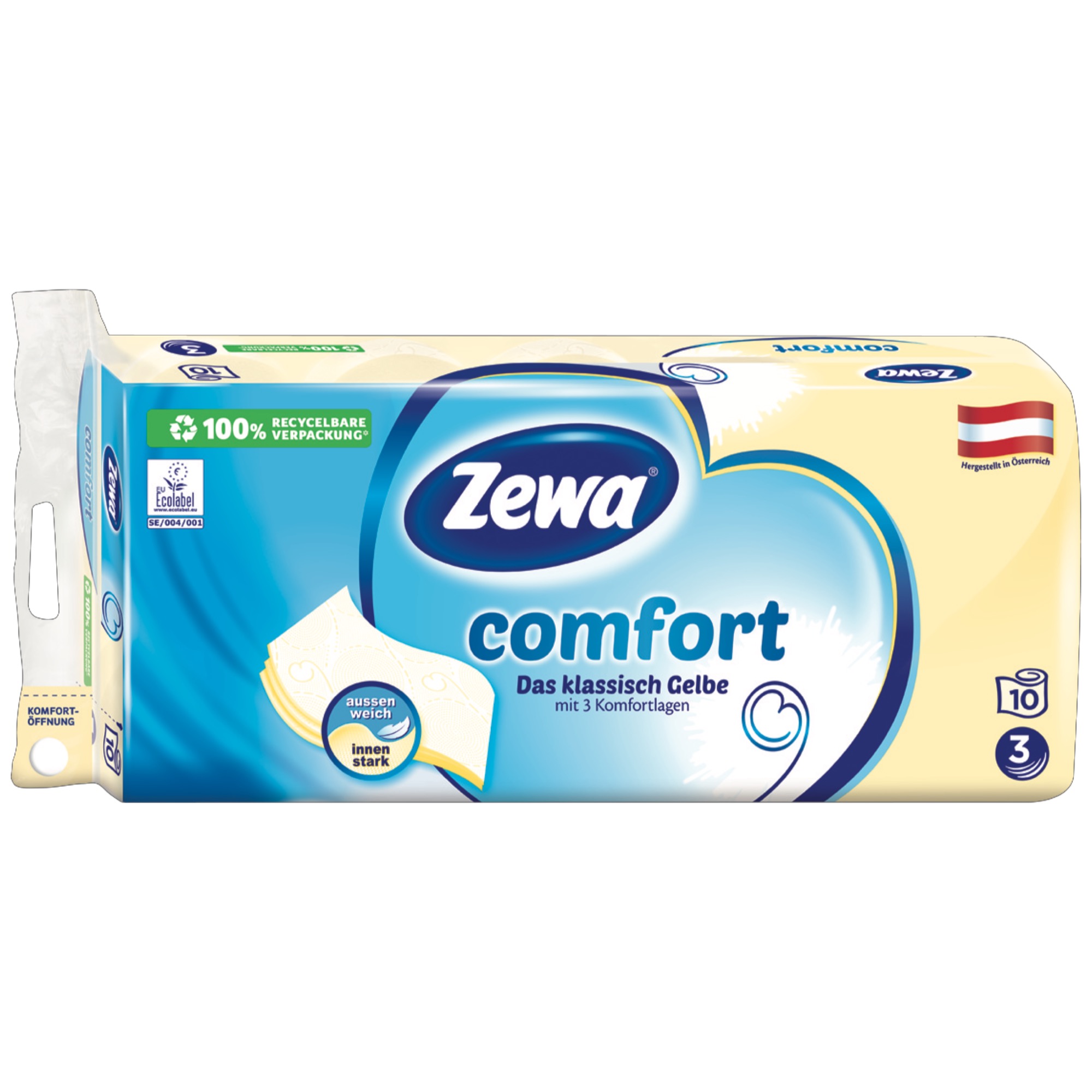 Zewa Comfort toal.pap. 3vr. žltý 10ks